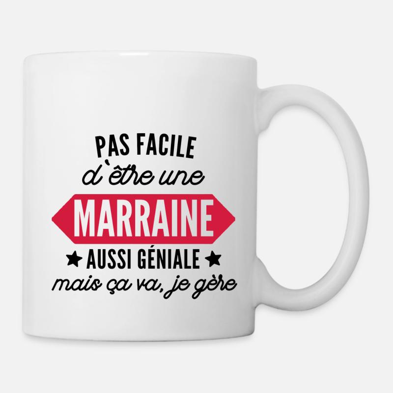 pas facile d'être une marraine aussi géniale - Mug blanc - blanc