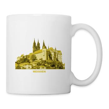 Meissen Burg Sachsen Porzellan Böttger Elbe Wein - Tasse - Weiß - Rechts