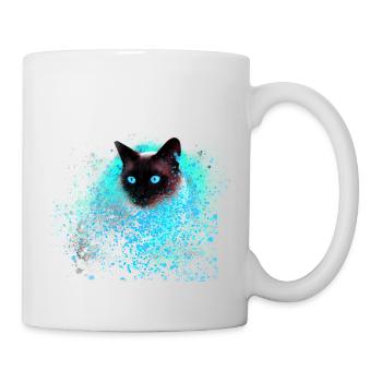 siam cat, colorful, graffiti, i painting art, cat, green - Mug - white - Right