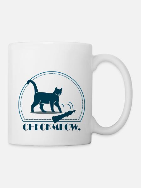 schachmatt checkmeow katze - Tasse - Weiß