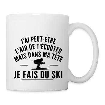 dans ma tête je fais du ski - cadeau humour ski - Mug blanc - blanc - Droite