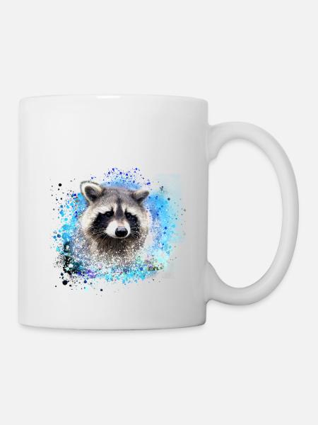 waschbär,bär,graffiti,malerei,blau - Tasse - Weiß