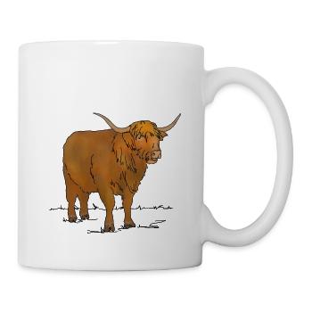 Schottisches Hochlandrind - Tasse - Weiß - Rechts