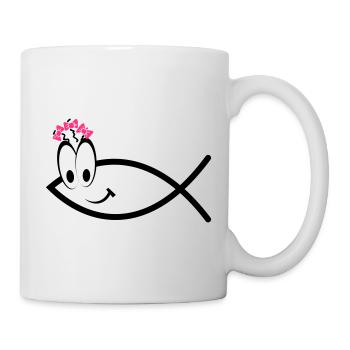 Ichtys Face Girl - Symbole - Christian - Femme - Mug blanc - blanc - Droite