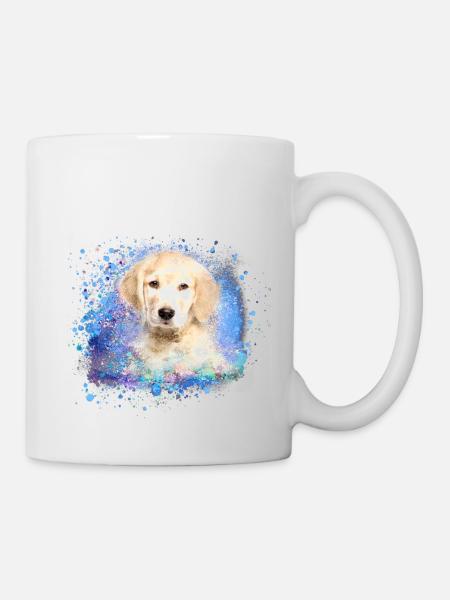 Labrador, dog, illustration, puppy, golden retriever - Mug - white