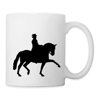 Silhouette classique de cavalier de dressage - Mug blanc - blanc - Droite