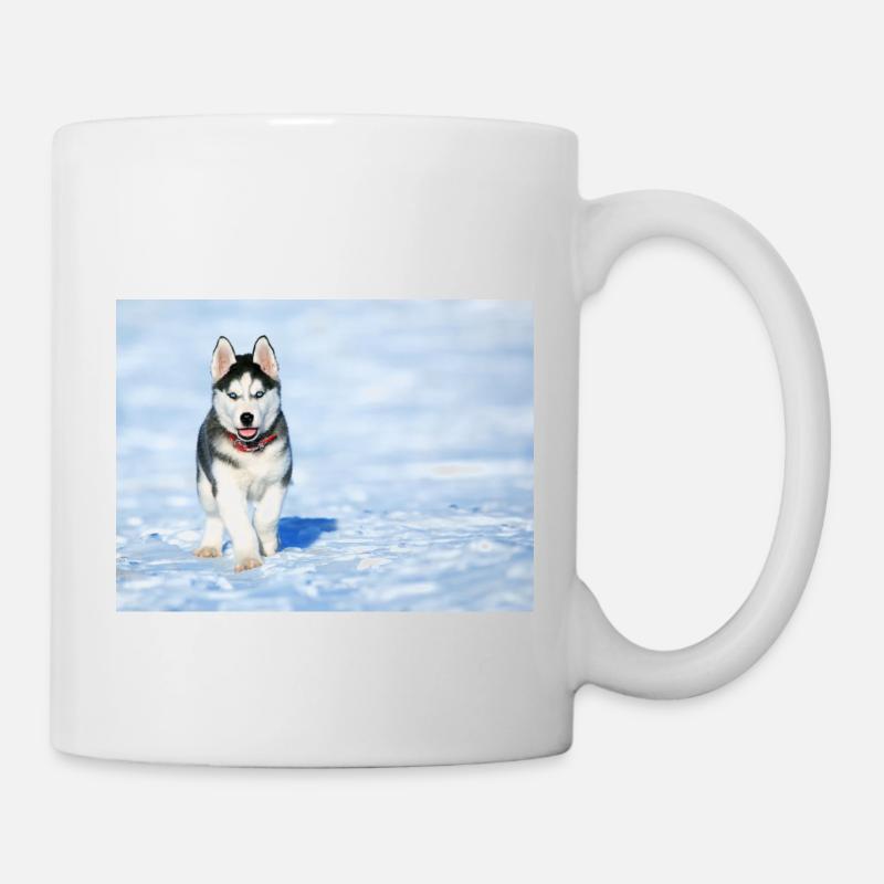 Husky puppy in the snow - Mug - white