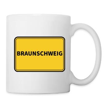 Braunschweig Stadt Ortsschild - Tasse - Weiß - Rechts
