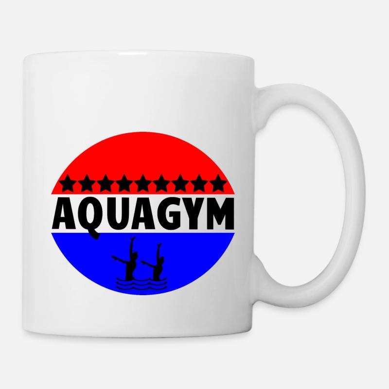 AQUAGYM silhouettes (noir, demi-cercles) - Mug blanc - blanc