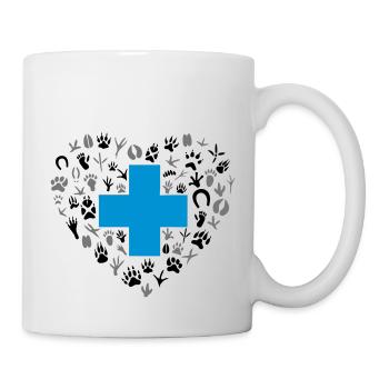 Empreintes animales de logo de soins vétérinaires - Mug blanc - blanc - Droite