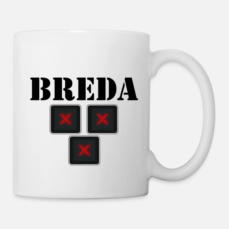 BREDA text with red road crosses, breda Noord-Braba - Mug - white