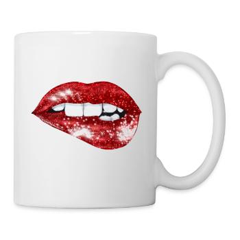 Lèvres rouges sexy de scintillement - Mug blanc - blanc - Droite