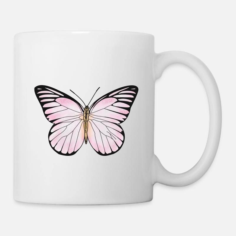 Schmetterling, rosa - Tasse - Weiß