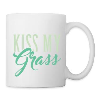 Funny Lawn Mowing Kiss My Grass - Mug blanc - blanc - Droite