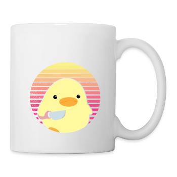 Ente mit Messer Meme Lustiger Spruch Vintage Sonne - Tasse - Weiß - Rechts