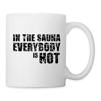 Hot Sauna Geschenk Saunahaus Banja Spa Hamam - Tasse - Weiß - Rechts