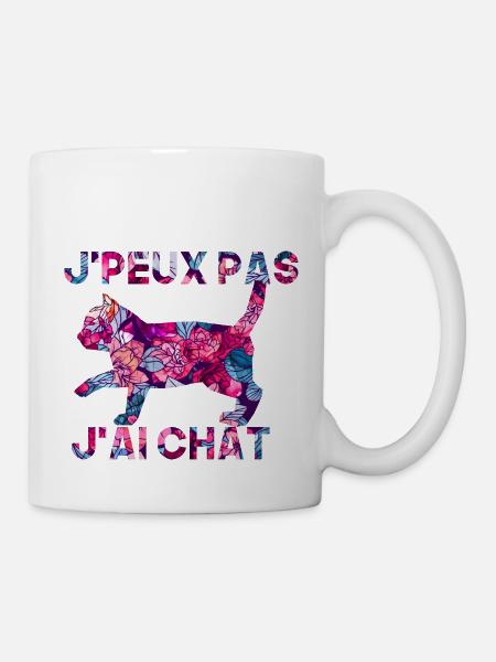 j'peux pas j'ai chat - Mug blanc - blanc