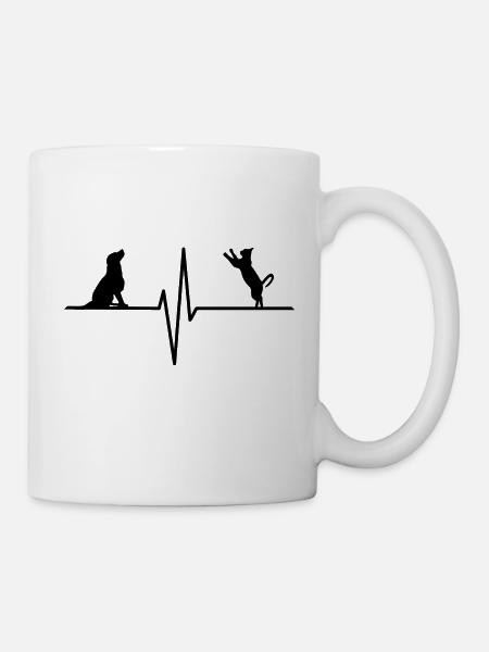 Heartbeat dog cat gift - Mug - white
