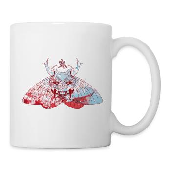 Masque démon japonais Oni aquarelle fleur sakura - Mug blanc - blanc - Droite