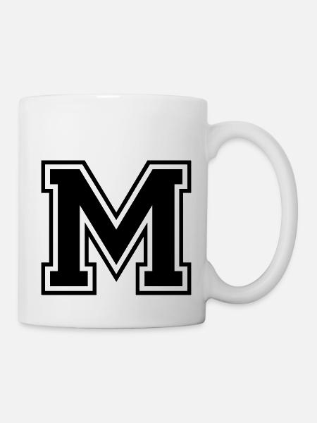 Lettre M Équipe Foot baseball basket université - Mug blanc - blanc