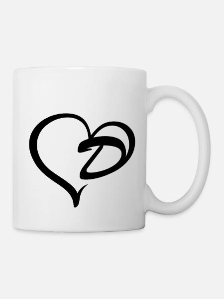 Herz Buchstabe D - Tasse - Weiß