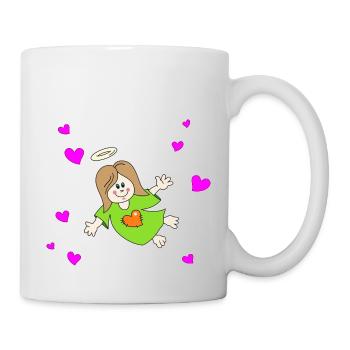 Engel Elfe Fee Herzen Valentinstag Heiligenschein - Tasse - Weiß - Rechts