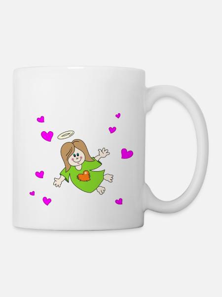 Engel Elfe Fee Herzen Valentinstag Heiligenschein - Tasse - Weiß