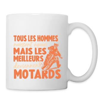 Homme Motard Tous Les Hommes Naissent Égaux Moto - Mug blanc - blanc - Droite