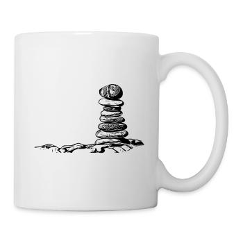 Meditation Yoga Steine in perfekter Balance - Tasse - Weiß - Rechts