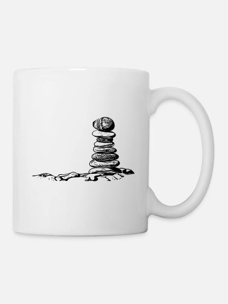 Meditation Yoga Steine in perfekter Balance - Tasse - Weiß