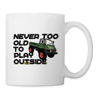 Never too old to play outside - Unimog - Oldtimer - Mug - white - Right