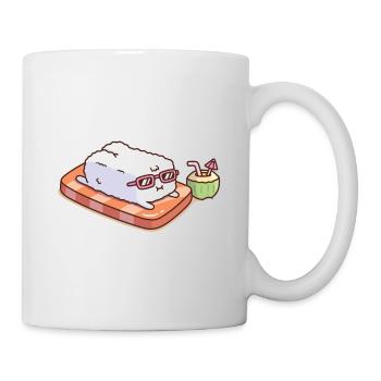 Sushi mignon ayant Suntan drôle - Mug blanc - blanc - Droite