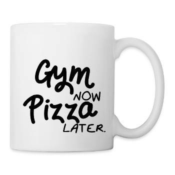 Fitnessstudio und Pizza - Tasse - Weiß - Rechts