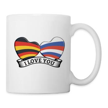 2 Herzen - Deutschland und Russland - Liebe - Tasse - Weiß - Rechts