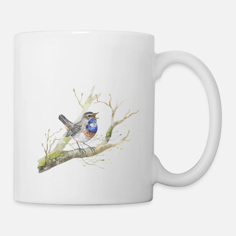 Gorge bleue sur la branche Dessin à l’aquarelle aimant - Mug blanc - blanc
