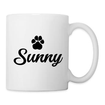 Hundename SUNNY mit Pfote - Tasse - Weiß - Rechts