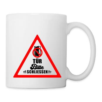 Tür schließen bitte | Farbe änderbar - Tasse - Weiß - Rechts