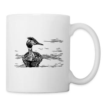 Vintage Haubentaucher schwimmend auf Fluss - Tasse - Weiß - Rechts