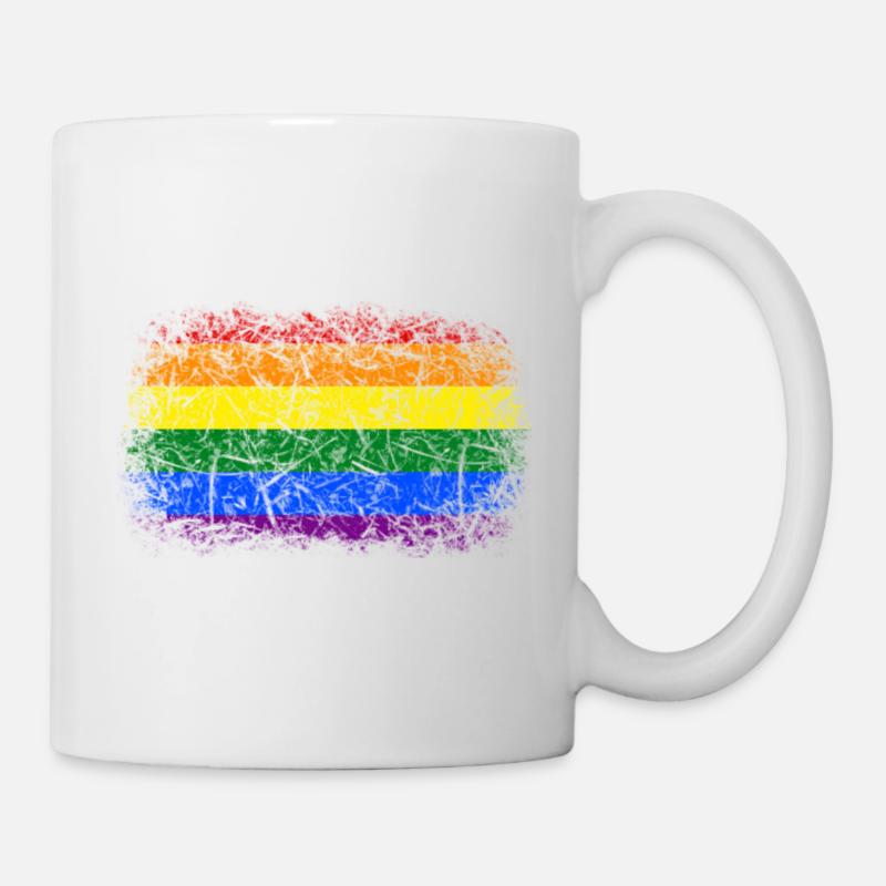 Regenbogenfahne Used Look - Tasse - Weiß