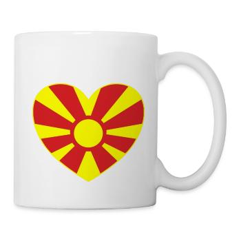 Nordmazedonien Flagge Herz - Tasse - Weiß - Rechts