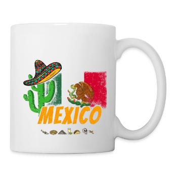 Cactus vintage du Mexique avec drapeau, Sombrero - Mug blanc - blanc - Droite