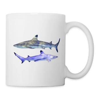 2 requins, petite paire de requins à pointe noire, naturel - Mug blanc - blanc - Droite