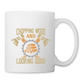Chopping Wood And Looking Good Woodworker Arboris - Mug - white - Right
