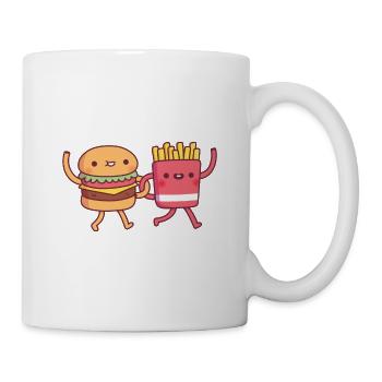 Süßer Burger und Pommes Frites, die Arms Friends verbinden - Tasse - Weiß - Rechts