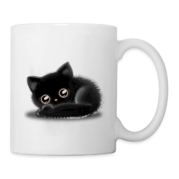 Schwarze Katze 🐈‍⬛ - Tasse - Weiß - Rechts