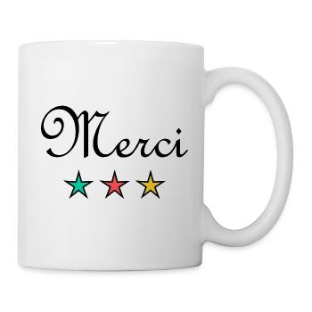 MERCI. THANKS. THANK YOU. ANNIVERSAIRE. NAISSANCE. - Mug blanc - blanc - Droite