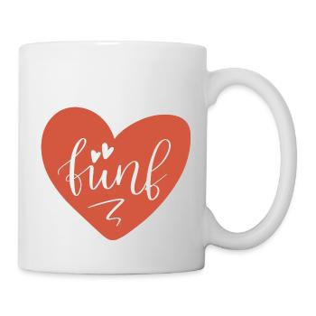 Fünf im roten Herz - 5. Geburtstag 5. Jahrestag - Tasse - Weiß - Rechts