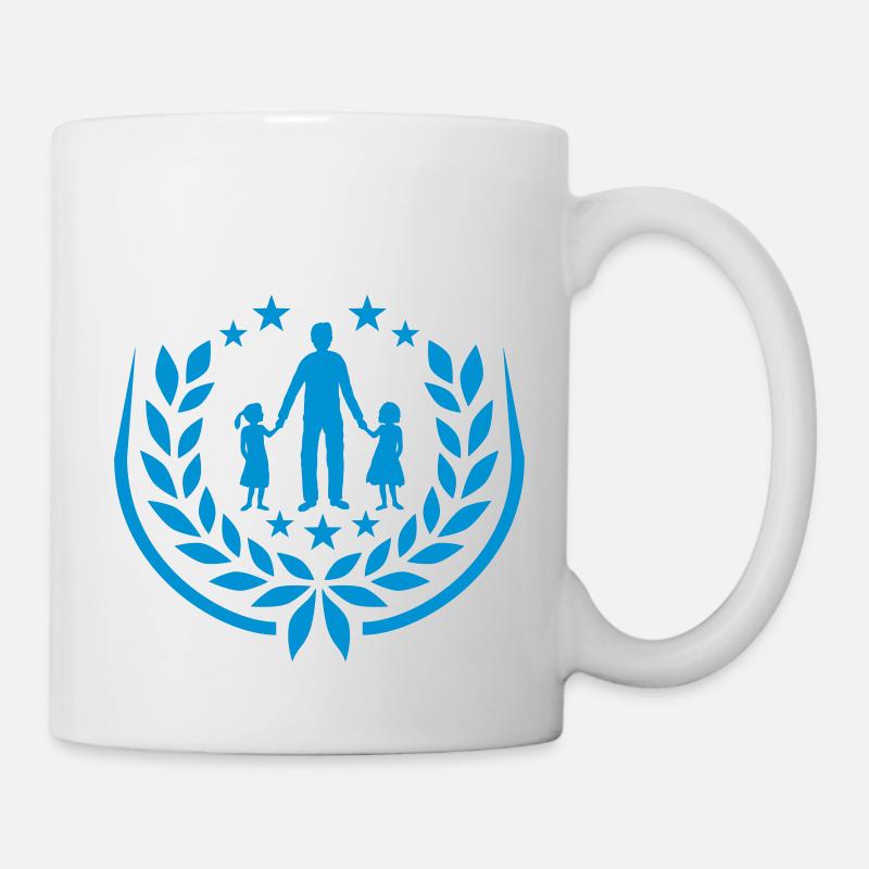 Vater 2 Töchter Lorbeerkranz - Tasse - Weiß
