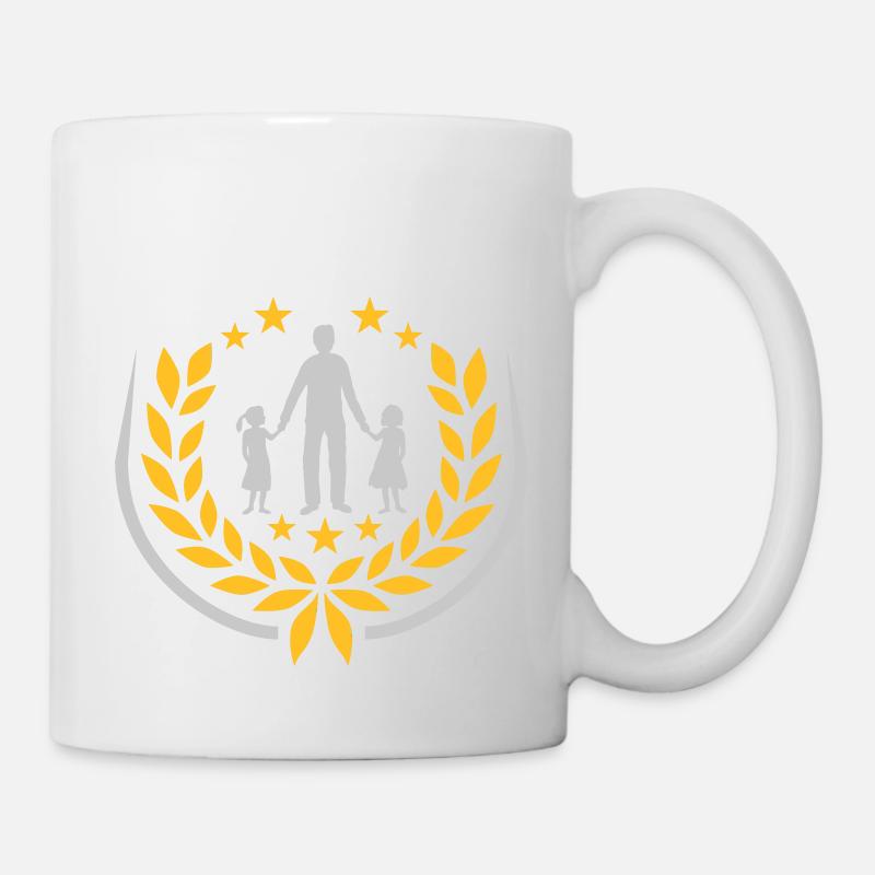 Couronne de laurier père 2 filles - Mug blanc - blanc