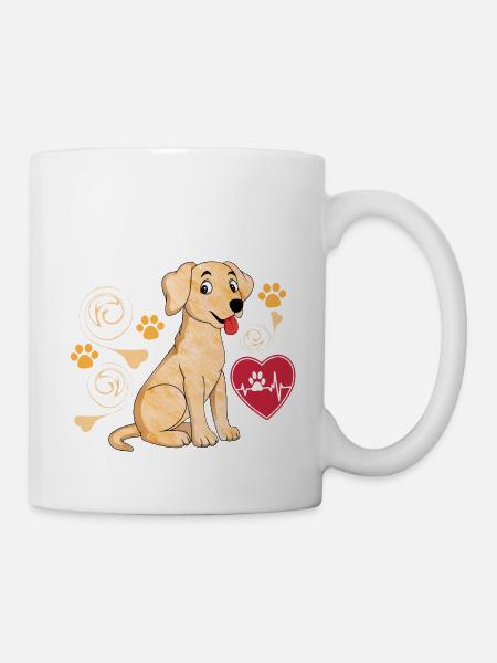 Süßer kleiner Hund mit Herz - Tasse - Weiß
